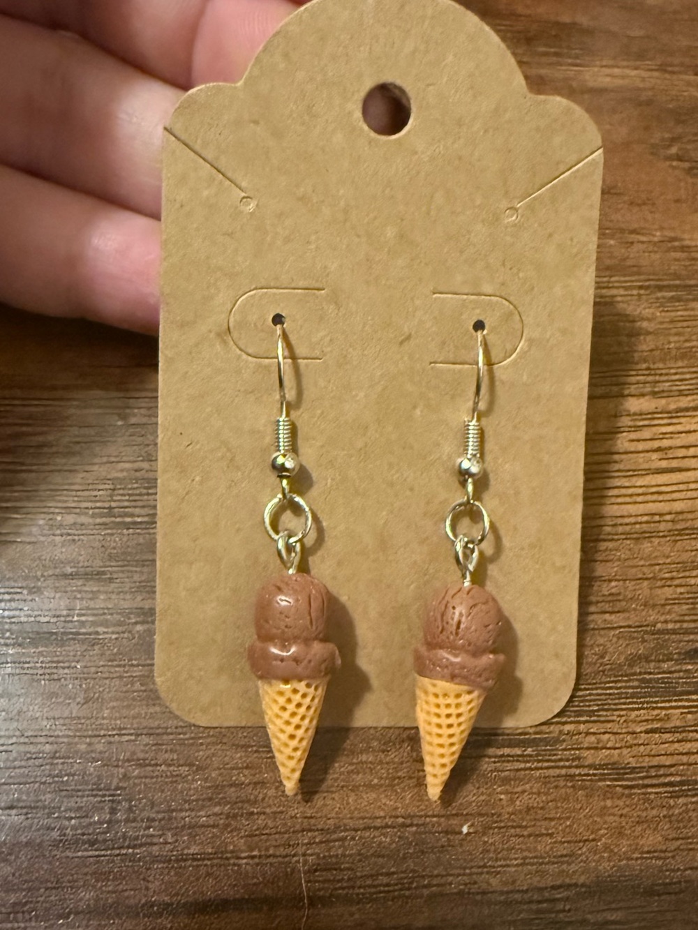 Chocolate ice cream cone earrings
